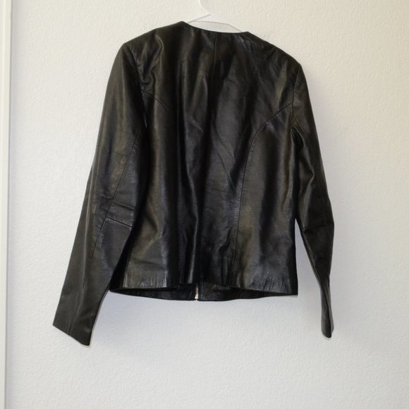 Bagatelle Black Leather Jacket Size Large Full Zip - Picture 8 of 14